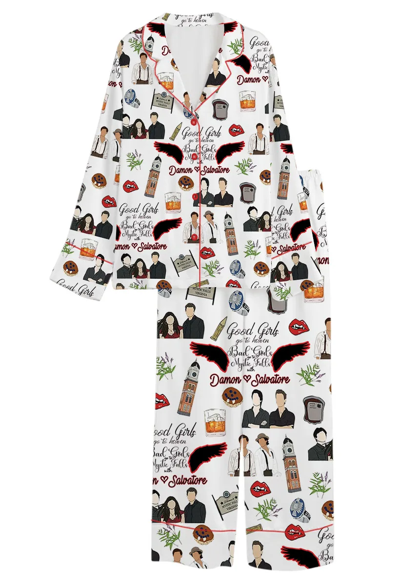 Vampire Diaries TV Series Satin Pajamas Set For Women
