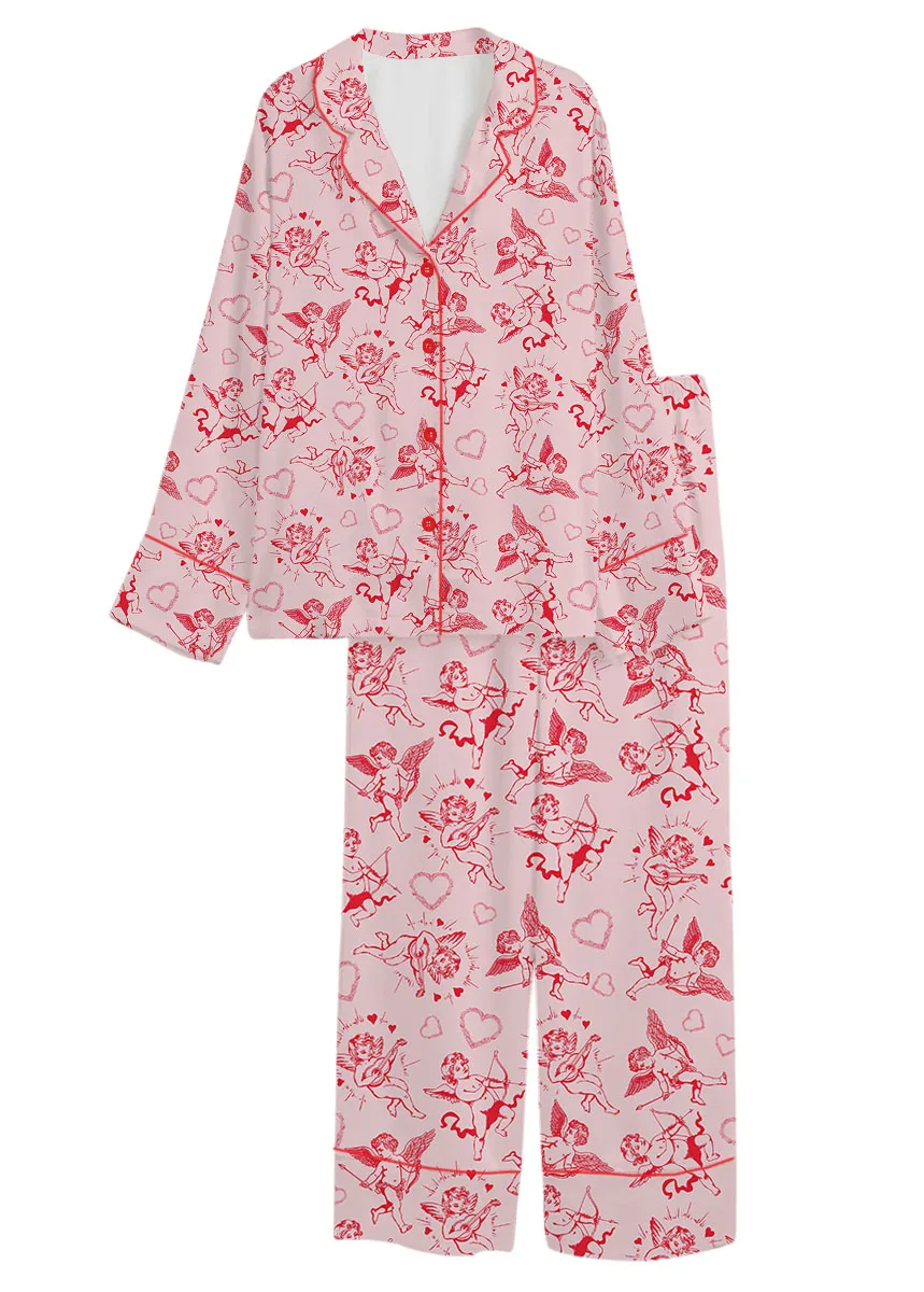 Romantic Valentine's Day Satin Pajamas Set For Women