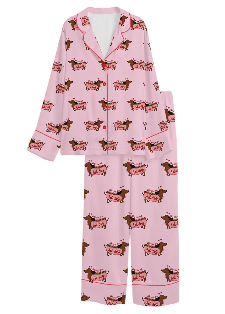 You Are One Hot Dog Satin Pajama Set For Women
