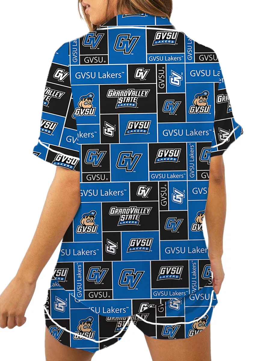 Valley State University Lakers GVSU College Royal Blue Satin Pajama Set For Women - Image 2