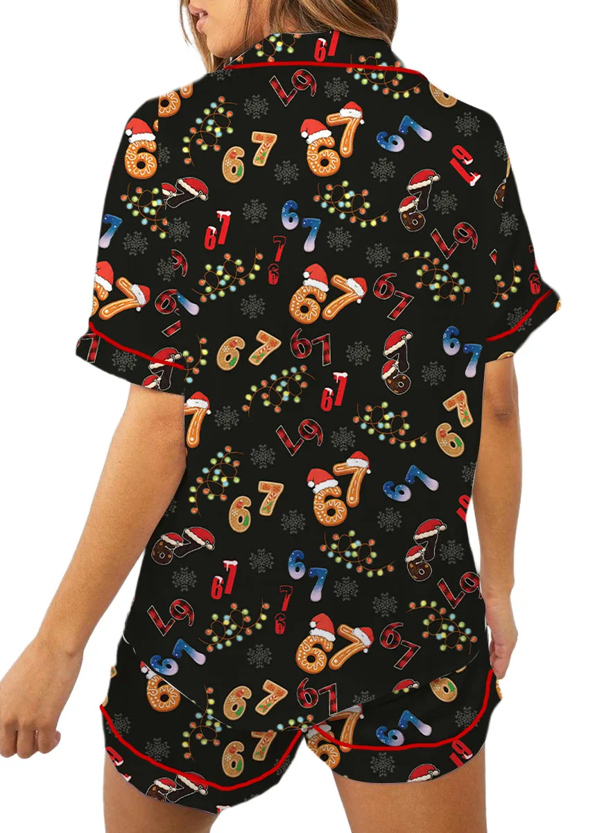 Trendy Six Seven Meme Christmas Satin Pajama Set, Santa Says Six Seven Pajamas Pants, Six Seven Satin Pajamas Set