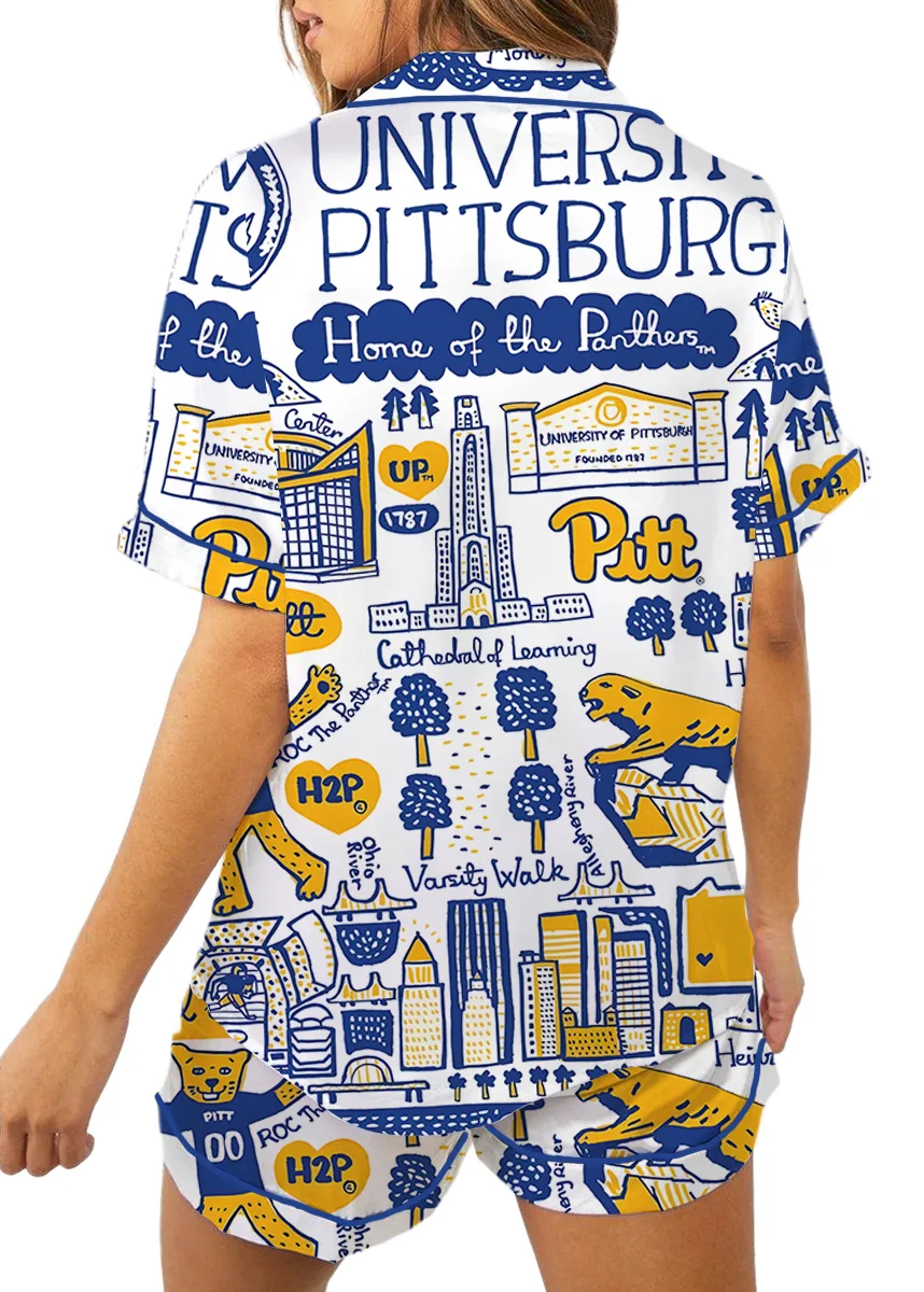 University Of Pittsburgh Satin Pajama Set For Women - Image 6