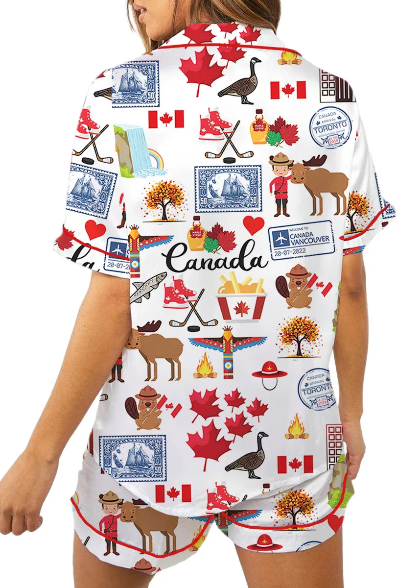 Women's Canada Travel Satin Pajamas Set For Women - Image 6