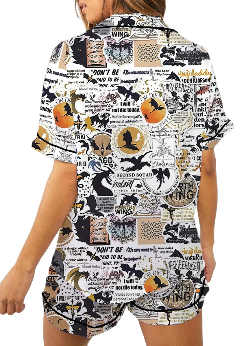 Women's Book Series Pajamas Set For Women, White Color, US Size S-5XL - Image 4