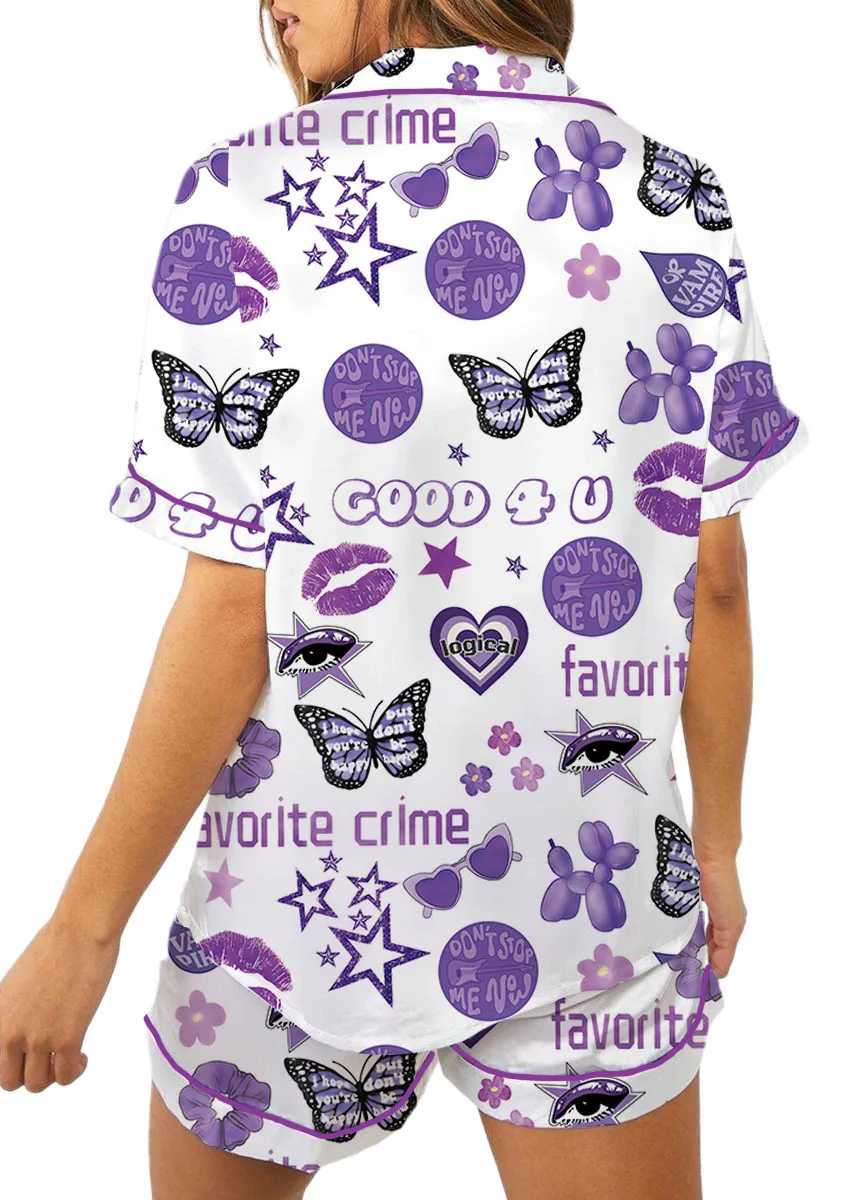 Women's Good 4U Favorite Crime Pajamas Set For Women, White Color, US Size S-5XL - Image 6