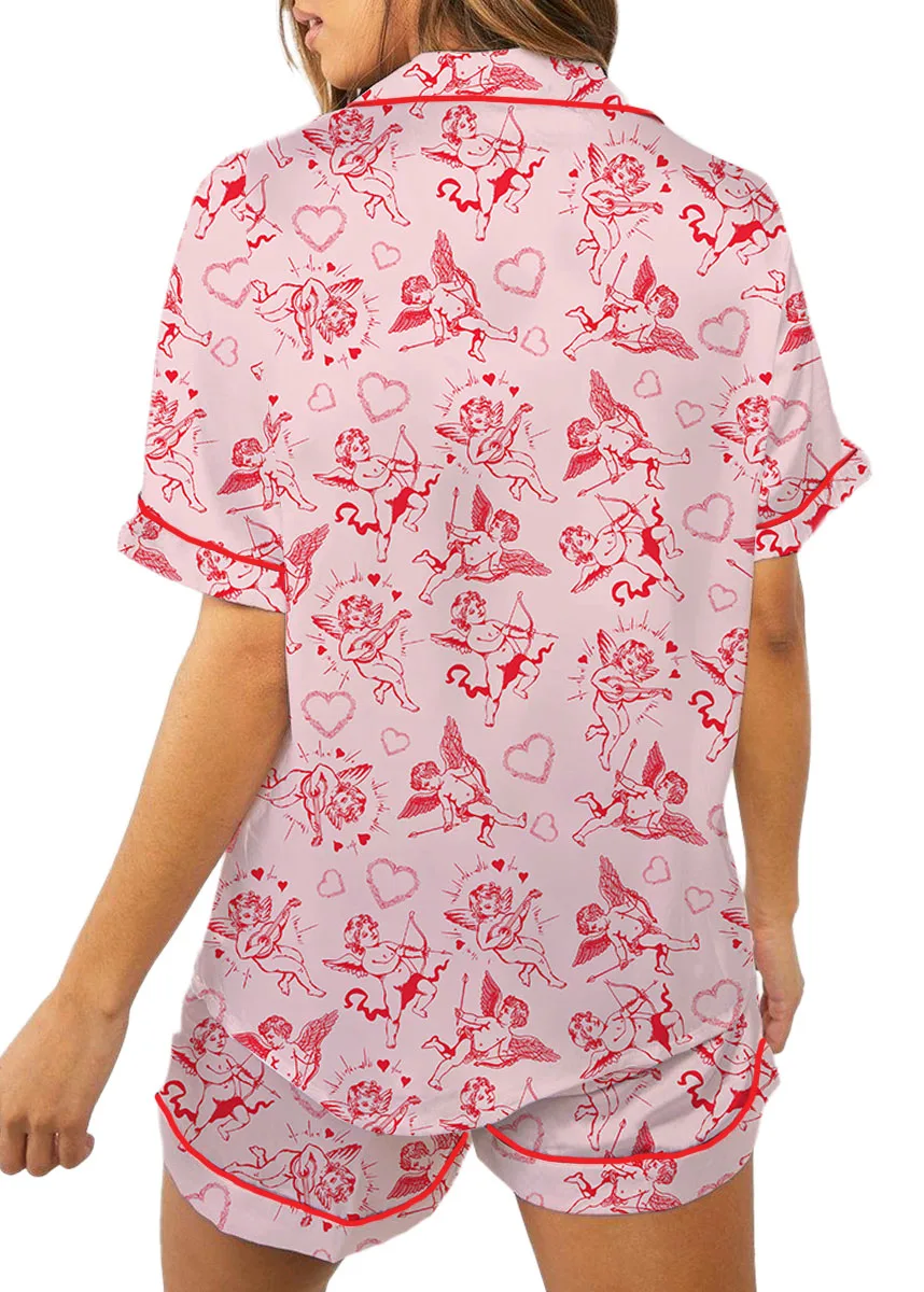 Romantic Valentine's Day Satin Pajamas Set For Women