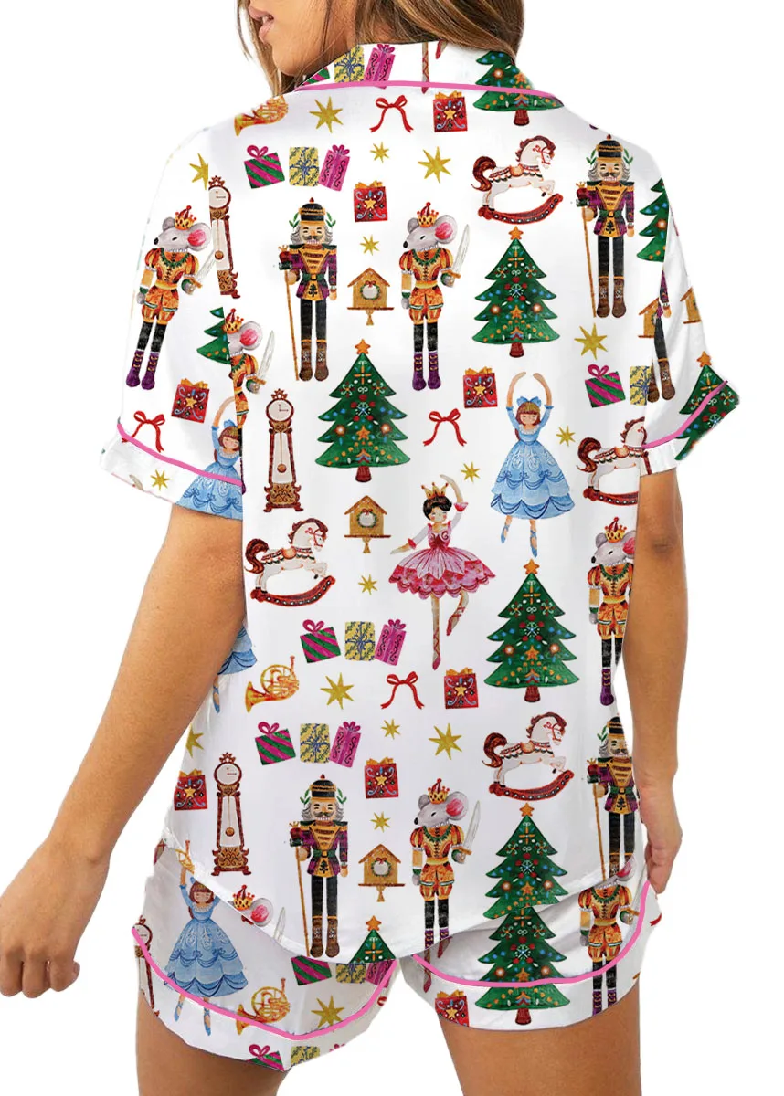 Nutcracker Ballet Satin Pajamas Set, Christmas Pajamas, Christmas Nutcracker Pajamas, Nutcracker Pajamas, Family Christmas Cozy Season Pjs