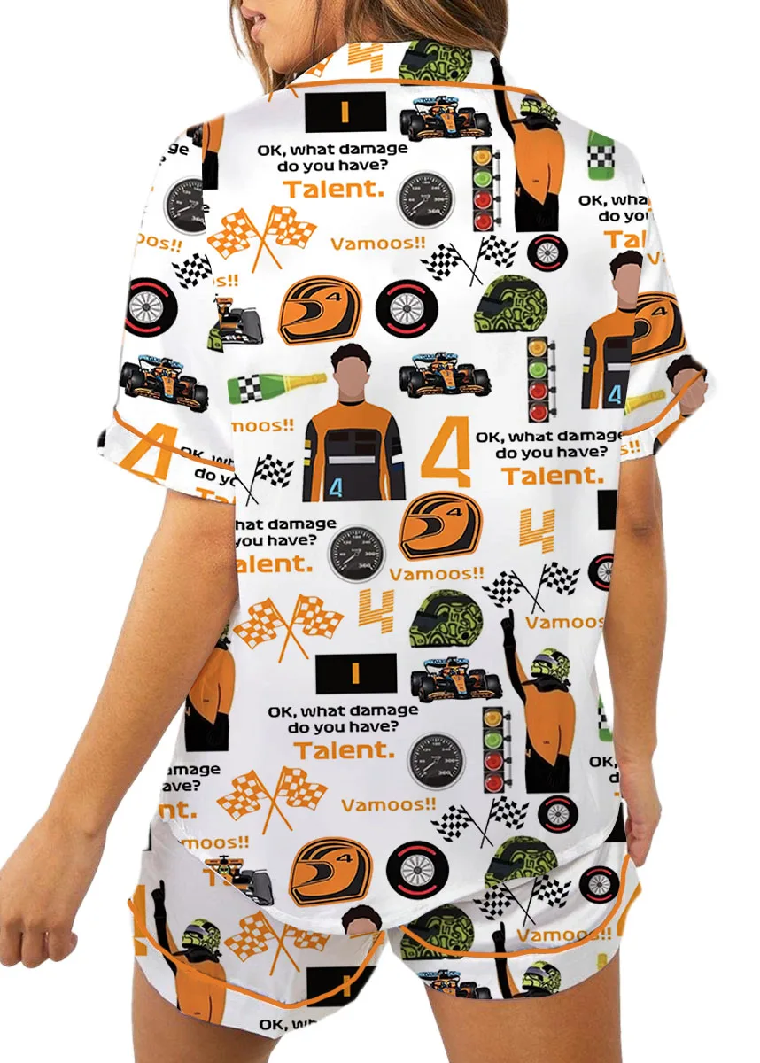 Racing Game F1 Satin Pajamas Set For Women - Image 6