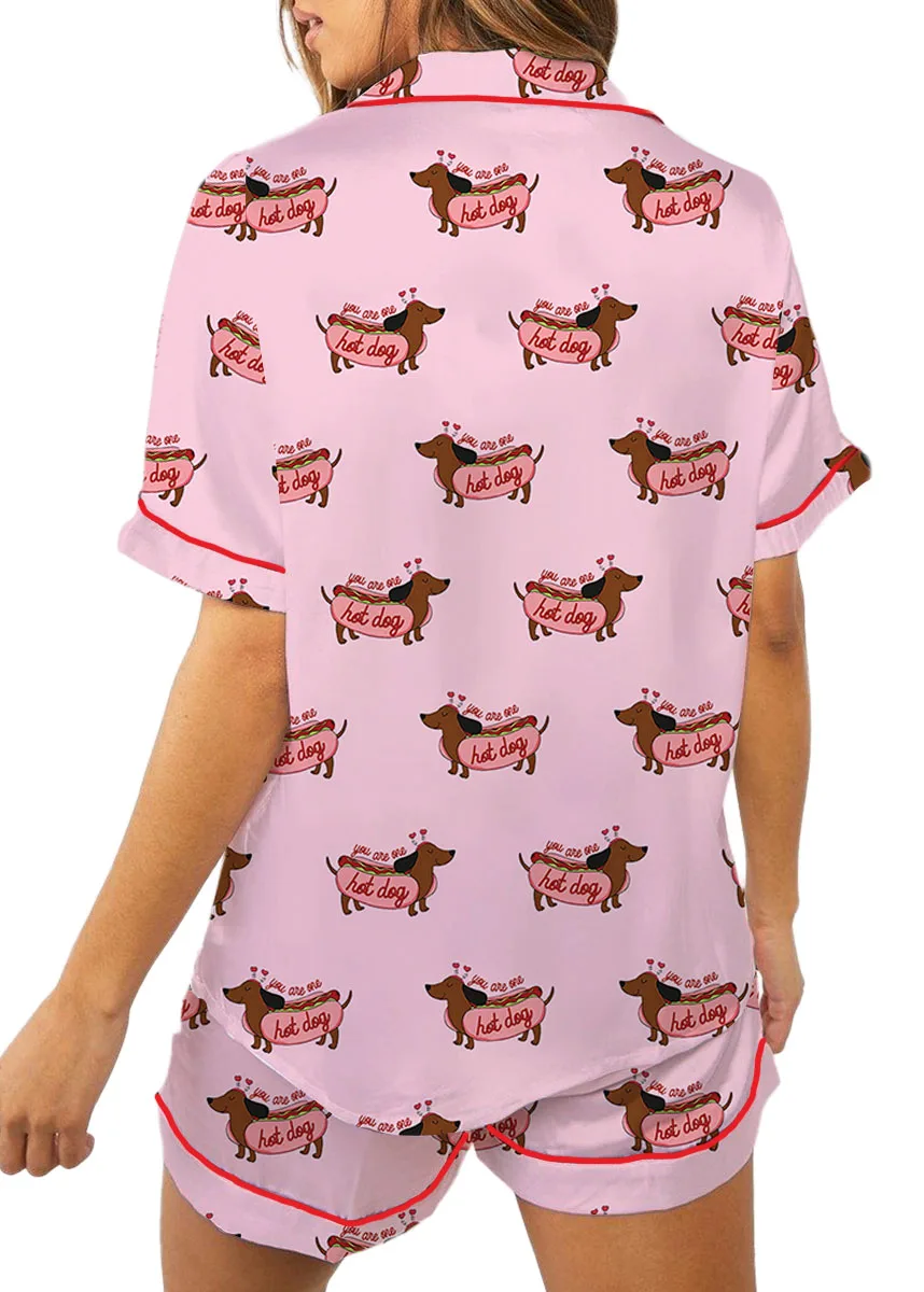 You Are One Hot Dog Satin Pajama Set For Women - Image 4