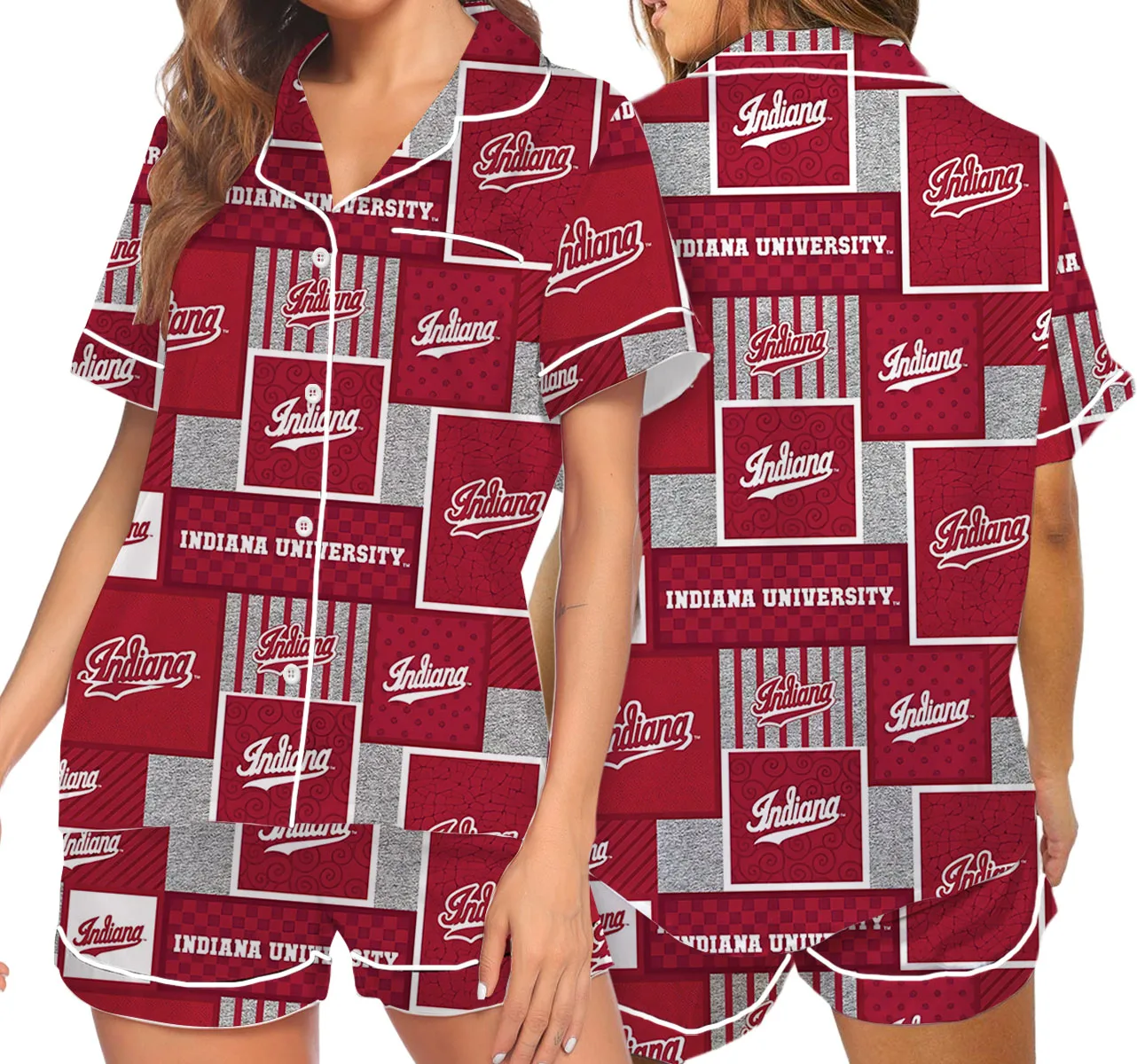 Indiana University Hoosiers Satin Pajama Set For Women - Image 3