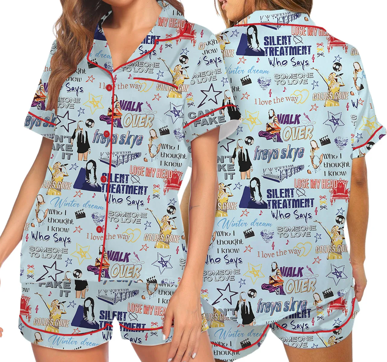 Aesthetic Star Satin Pajamas Set For Women - Image 6
