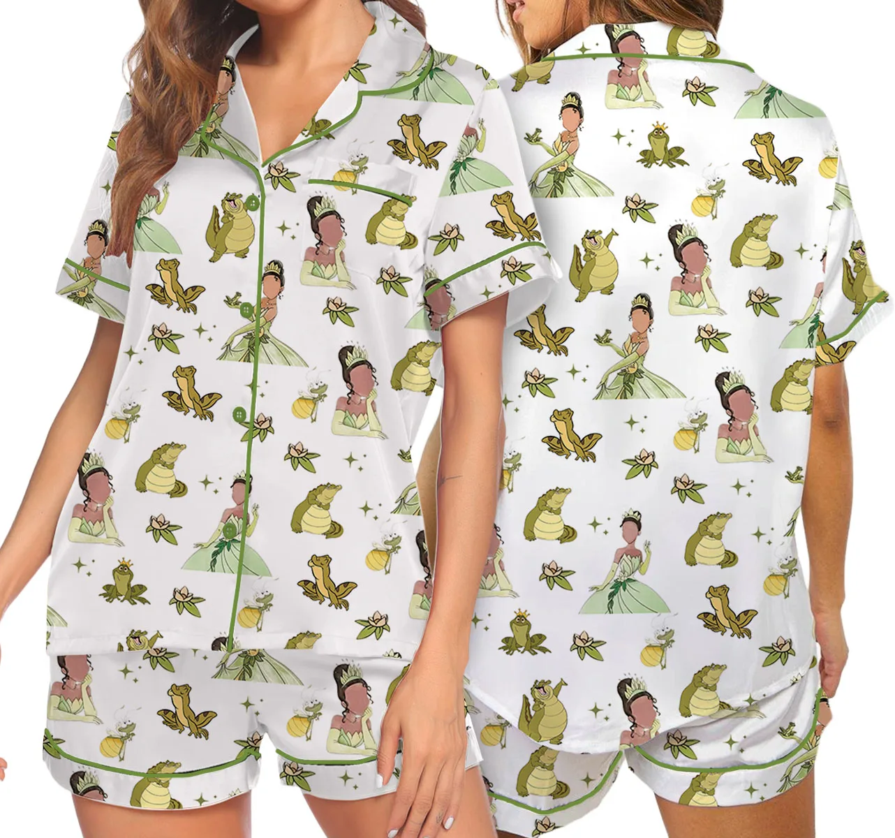 Women's Princess And The Frog Pajamas Set For Women, White Color, US Size S-5XL - Image 8