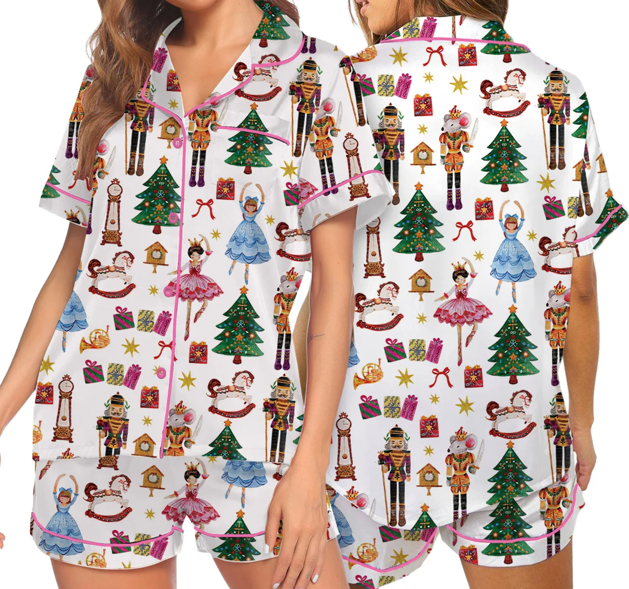 Nutcracker Ballet Satin Pajamas Set, Christmas Pajamas, Christmas Nutcracker Pajamas, Nutcracker Pajamas, Family Christmas Cozy Season Pjs