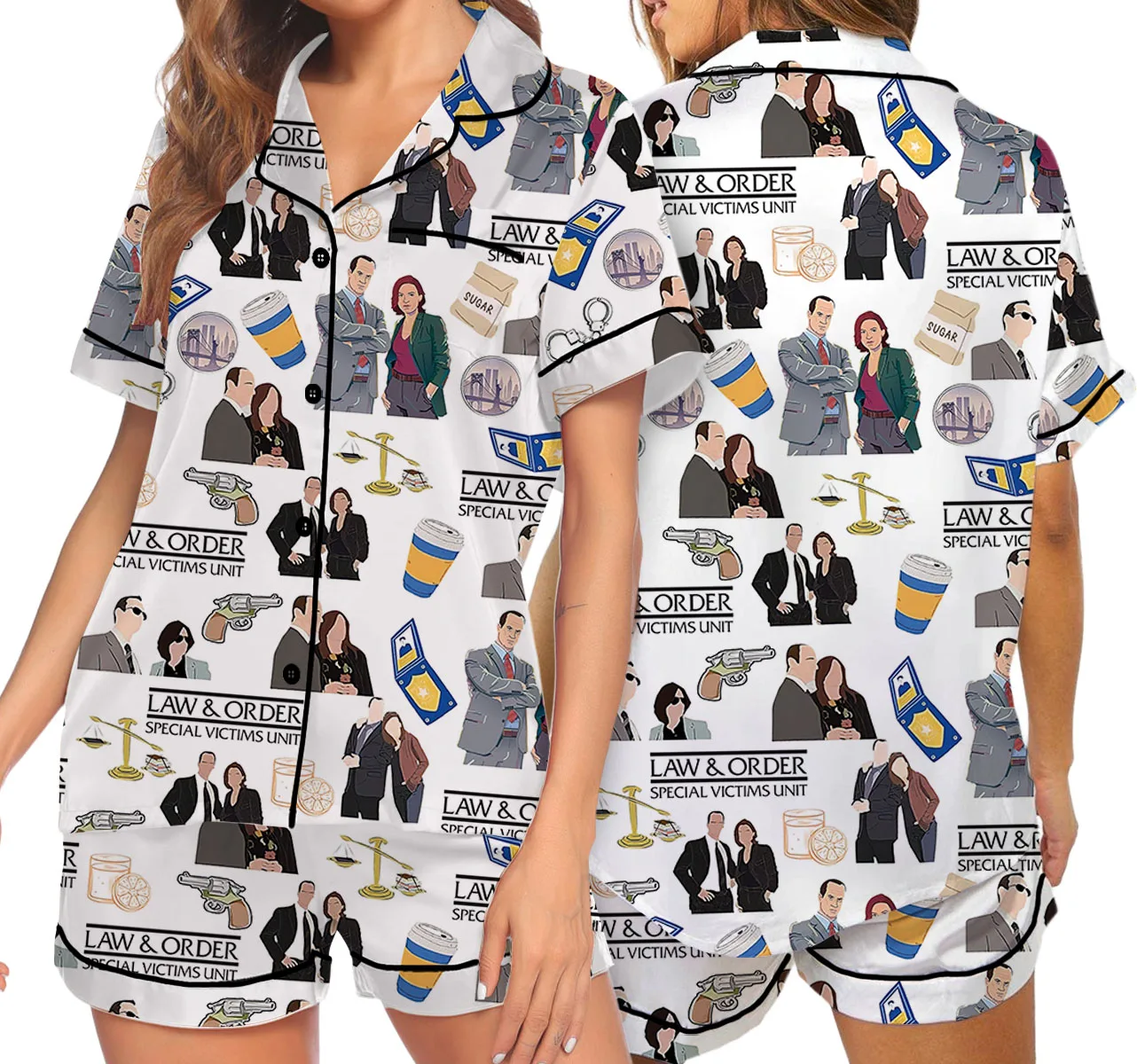 Law And Order Tv Series Satin Pajamas Set For Women
