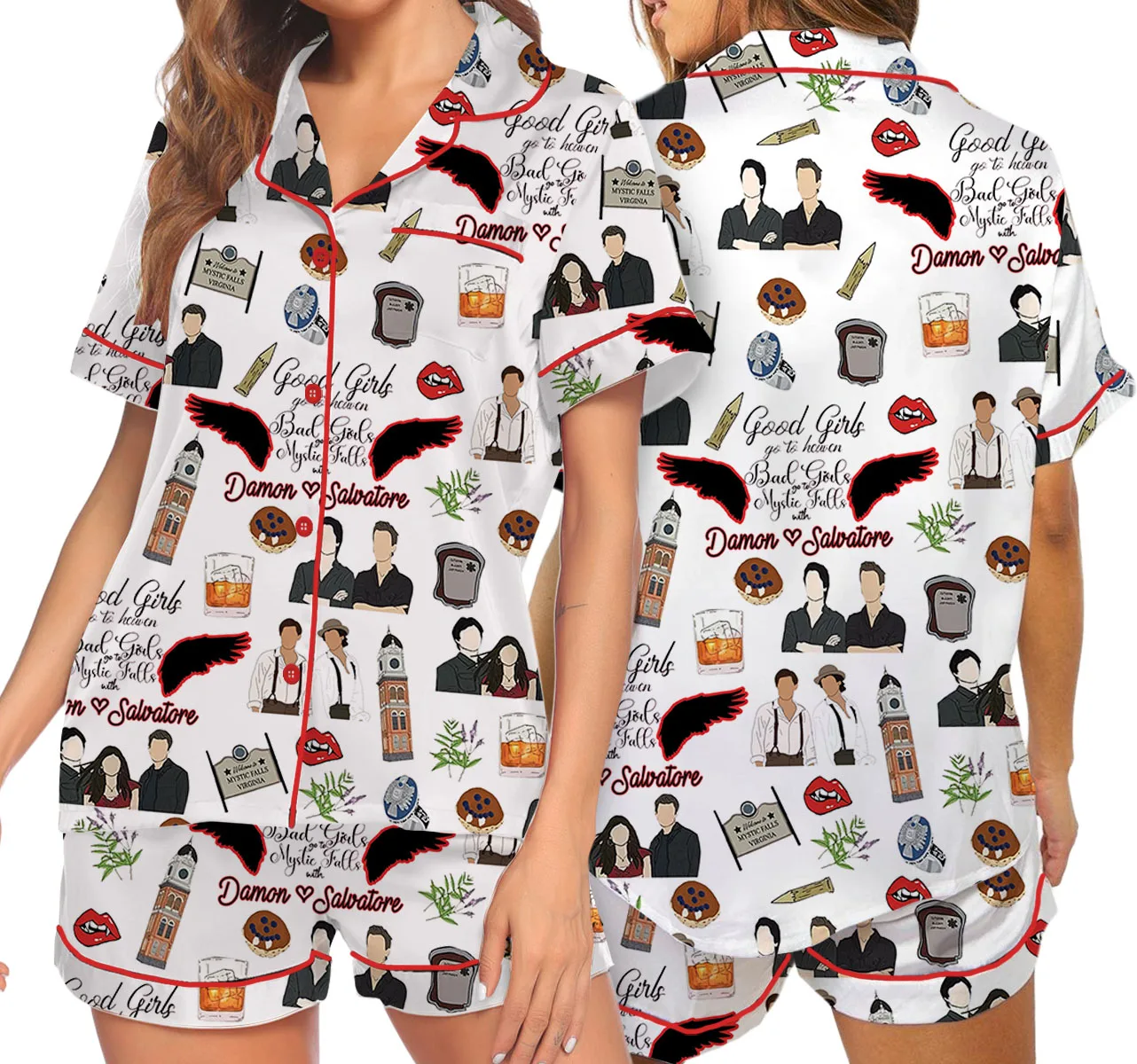 Vampire Diaries TV Series Satin Pajamas Set For Women