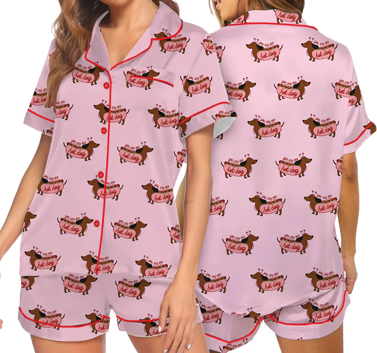 You Are One Hot Dog Satin Pajama Set For Women