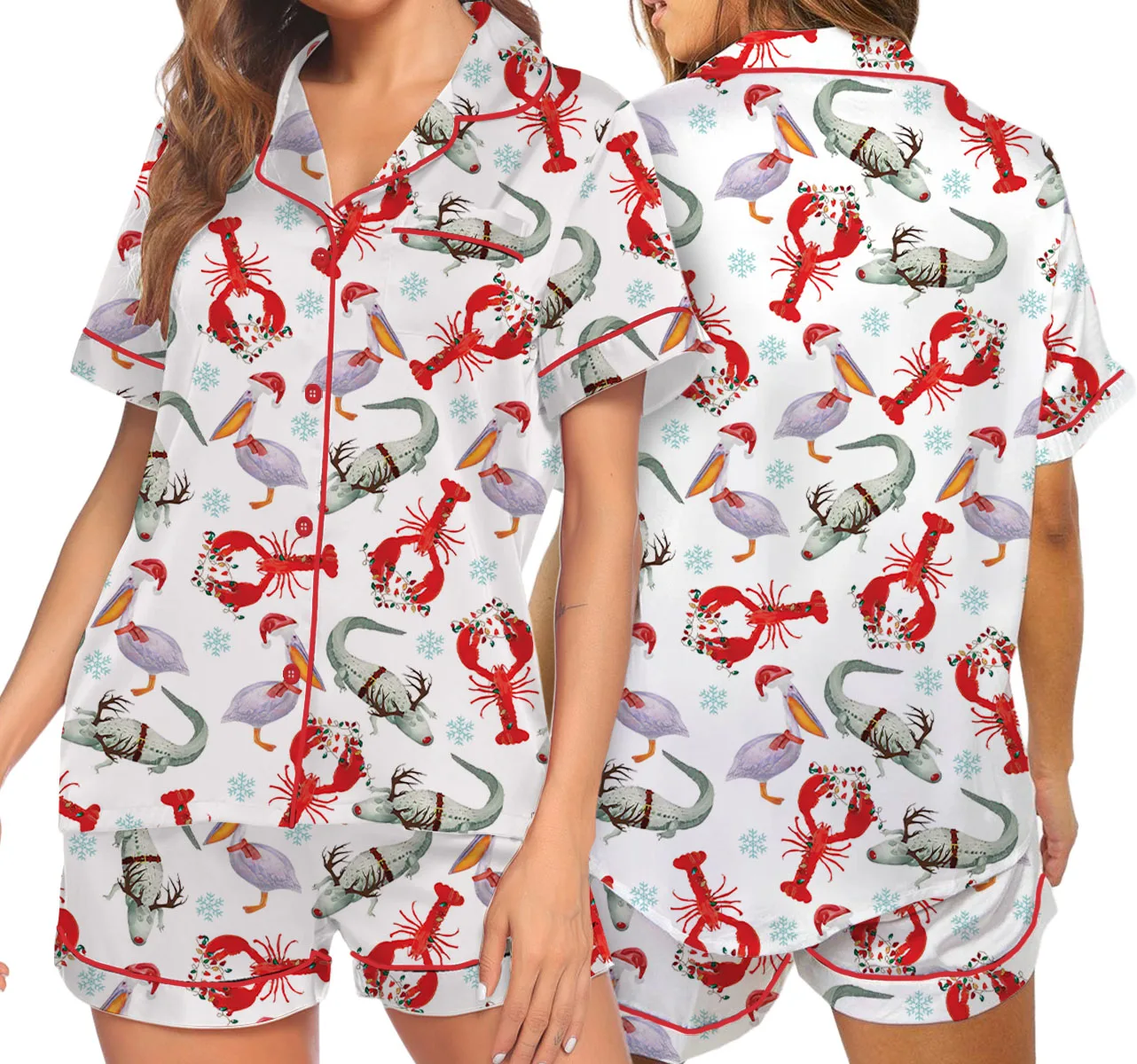 Cajun Louisiana Christmas Pajama Set For Women And Kids, Southern Holiday PJs, Crawfish Gator Xmas Sleepwear, Funny Cajun Christmas Outfit