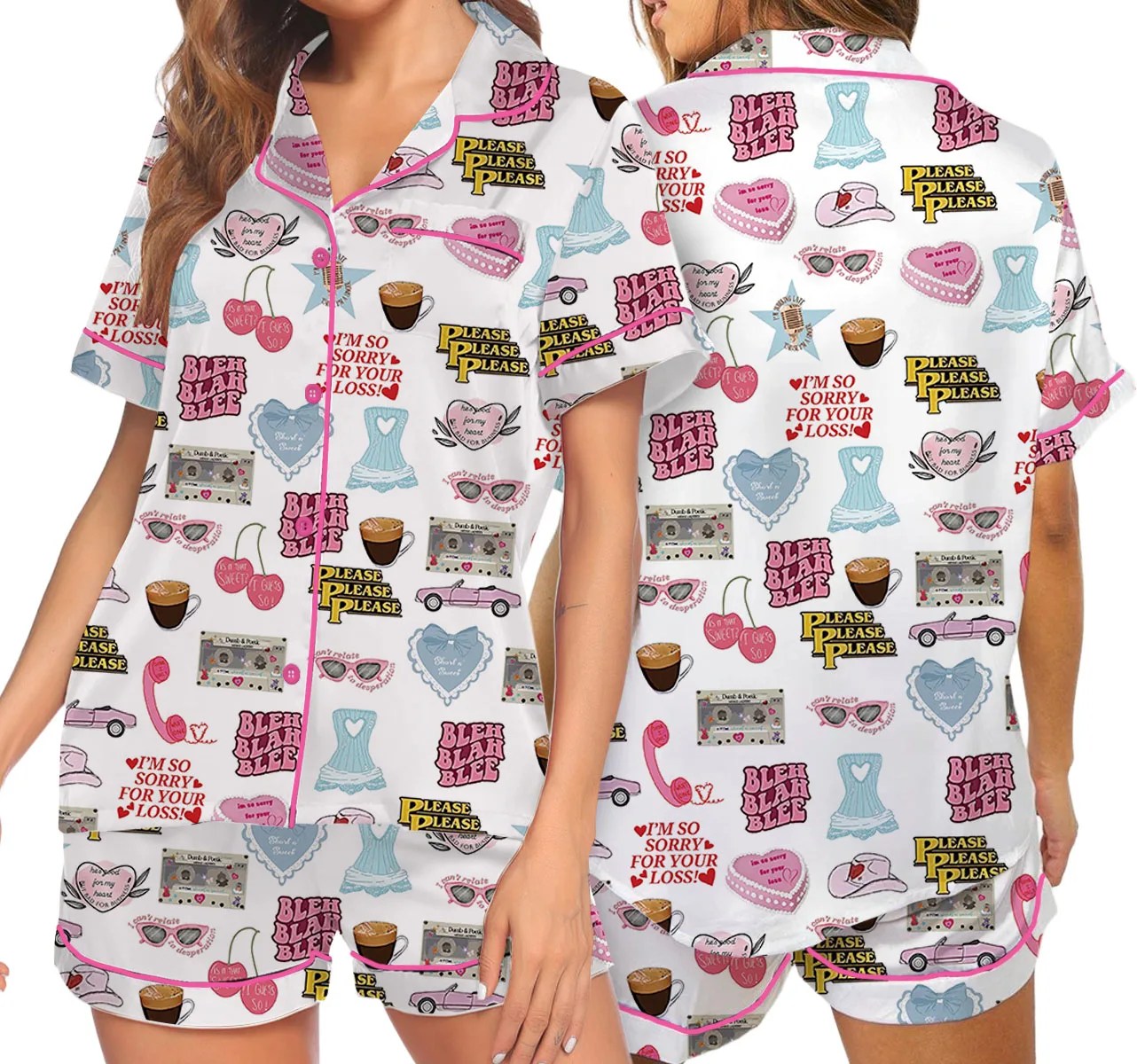 Bleh Blah Blee Satin Pajamas Set For Women