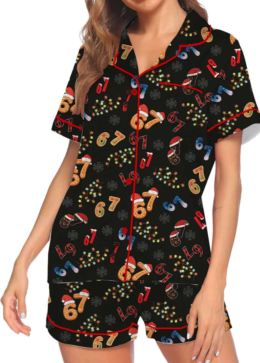 Trendy Six Seven Meme Christmas Satin Pajama Set, Santa Says Six Seven Pajamas Pants, Six Seven Satin Pajamas Set
