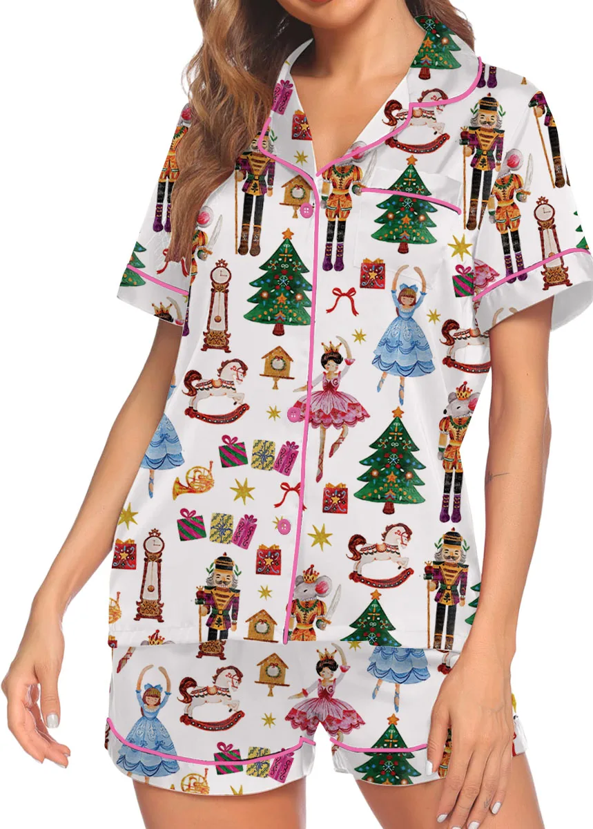 Nutcracker Ballet Satin Pajamas Set, Christmas Pajamas, Christmas Nutcracker Pajamas, Nutcracker Pajamas, Family Christmas Cozy Season Pjs