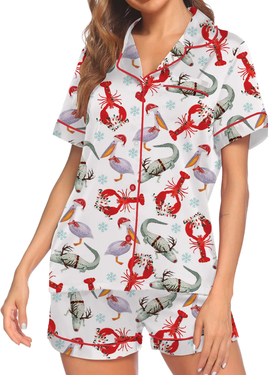 Cajun Louisiana Christmas Pajama Set For Women And Kids, Southern Holiday PJs, Crawfish Gator Xmas Sleepwear, Funny Cajun Christmas Outfit
