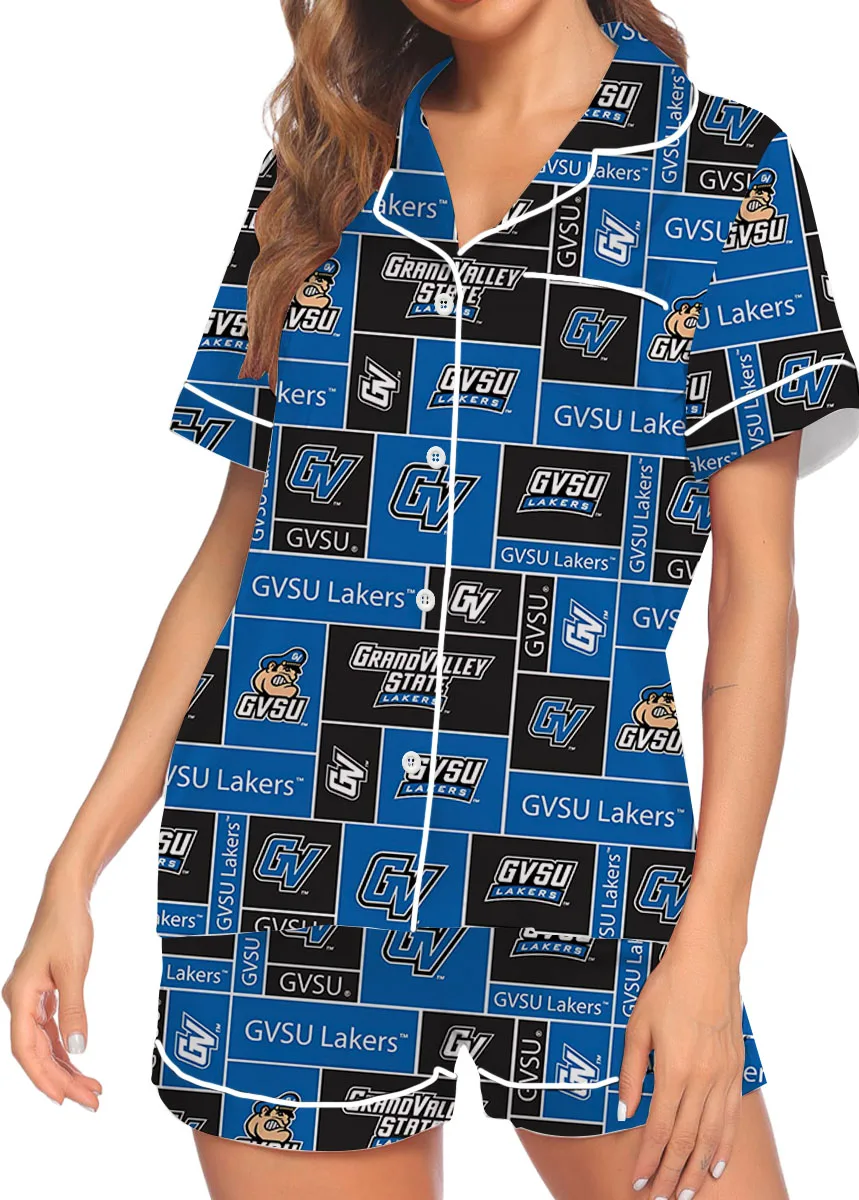 Valley State University Lakers GVSU College Royal Blue Satin Pajama Set For Women - Image 5