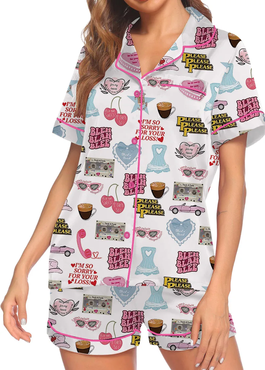 Bleh Blah Blee Satin Pajamas Set For Women