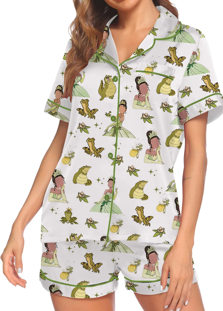 Women's Princess And The Frog Pajamas Set For Women, White Color, US Size S-5XL - Image 4
