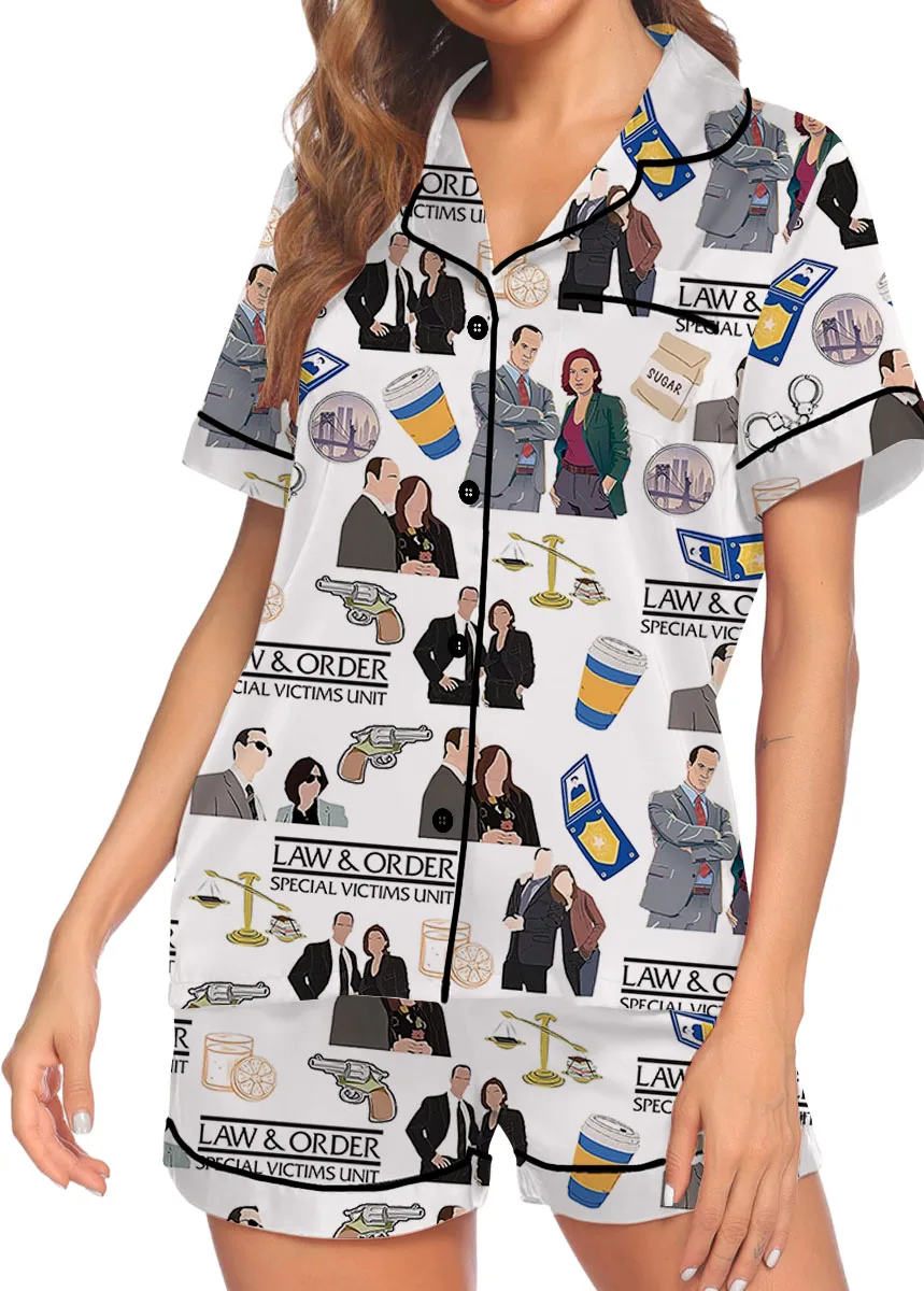 Law And Order Tv Series Satin Pajamas Set For Women
