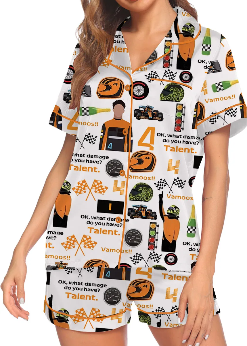 Racing Game F1 Satin Pajamas Set For Women - Image 8