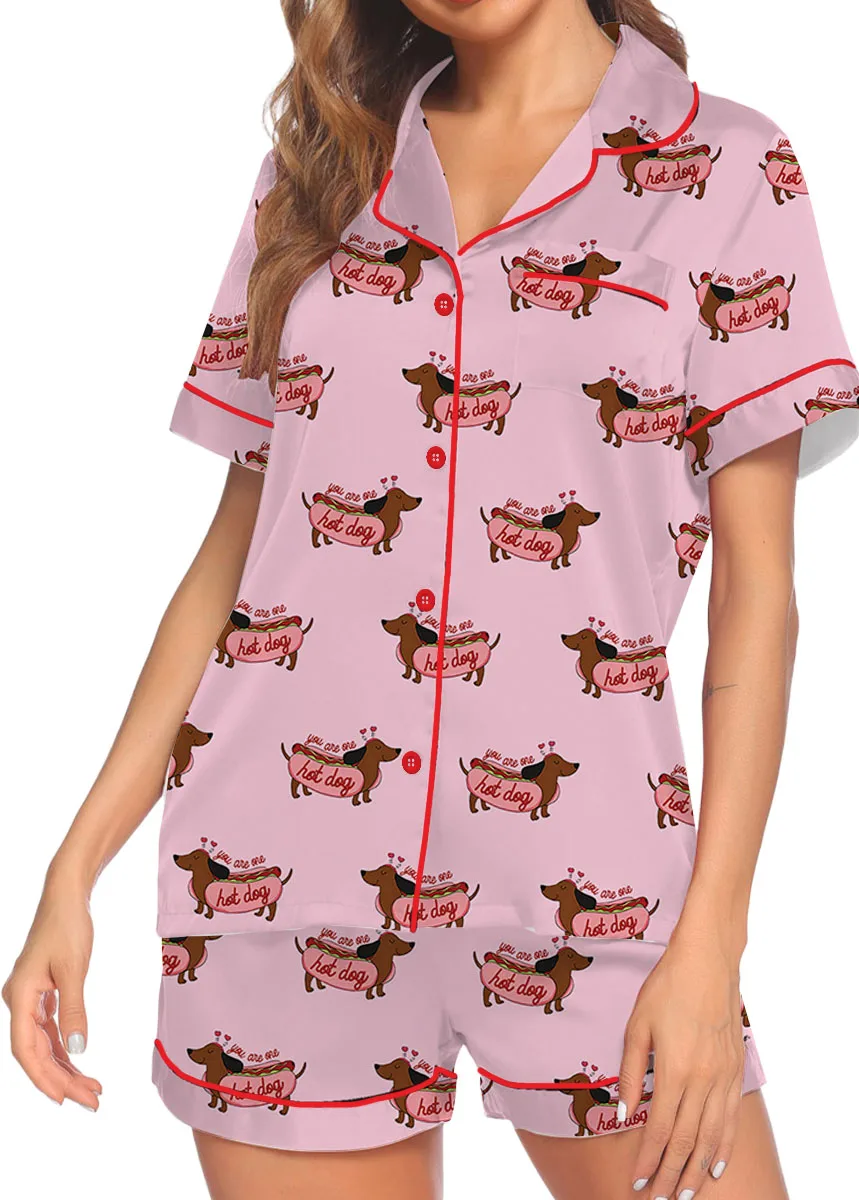You Are One Hot Dog Satin Pajama Set For Women