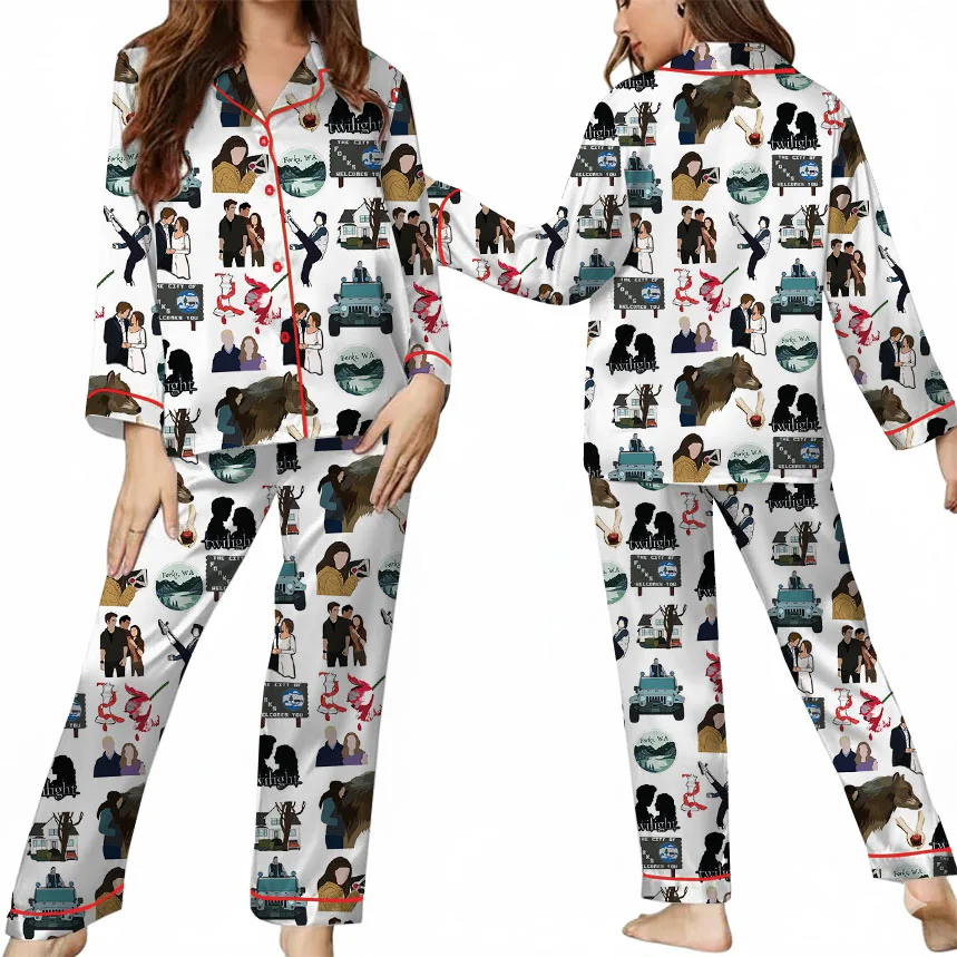 Twilight Inspired City Of Forks Satin Pajamas Set