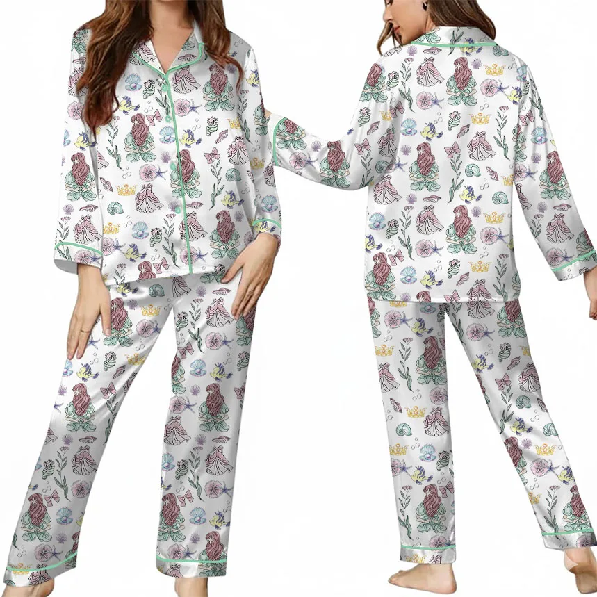 Women's Princesses Back View Pajamas Set For Women, White Color, US Size S-5XL - Image 11