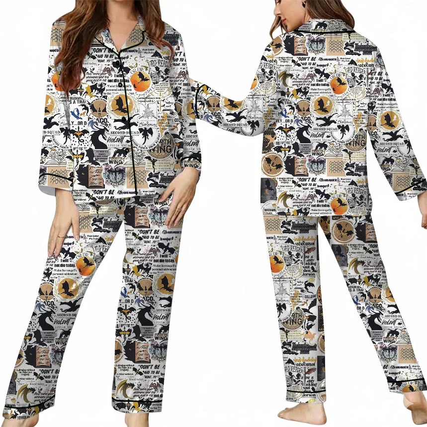Women's Book Series Pajamas Set For Women, White Color, US Size S-5XL - Image 8