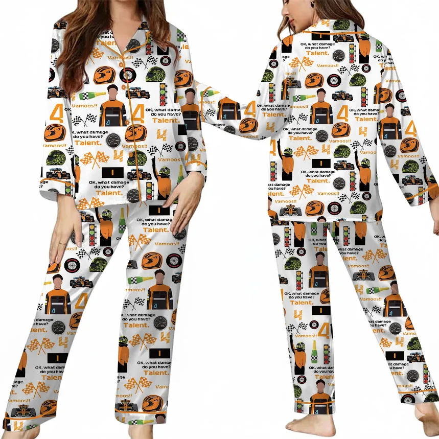 Racing Game F1 Satin Pajamas Set For Women - Image 9