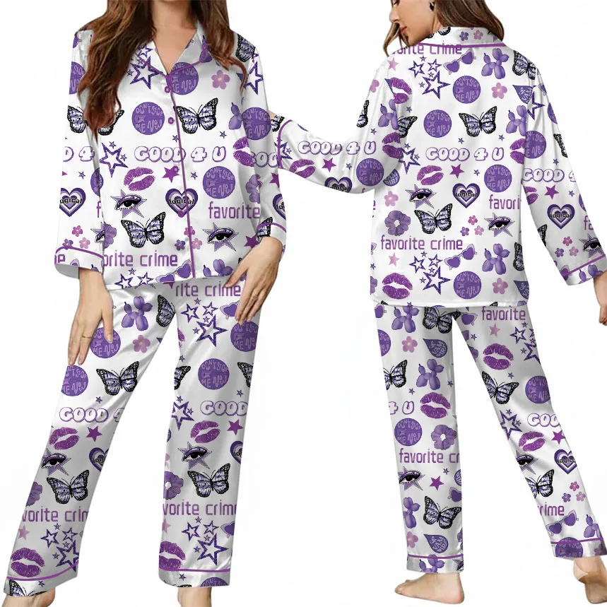 Women's Good 4U Favorite Crime Pajamas Set For Women, White Color, US Size S-5XL - Image 8
