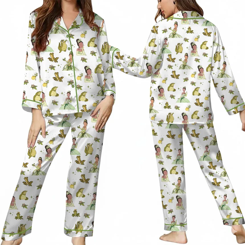 Women's Princess And The Frog Pajamas Set For Women, White Color, US Size S-5XL - Image 9