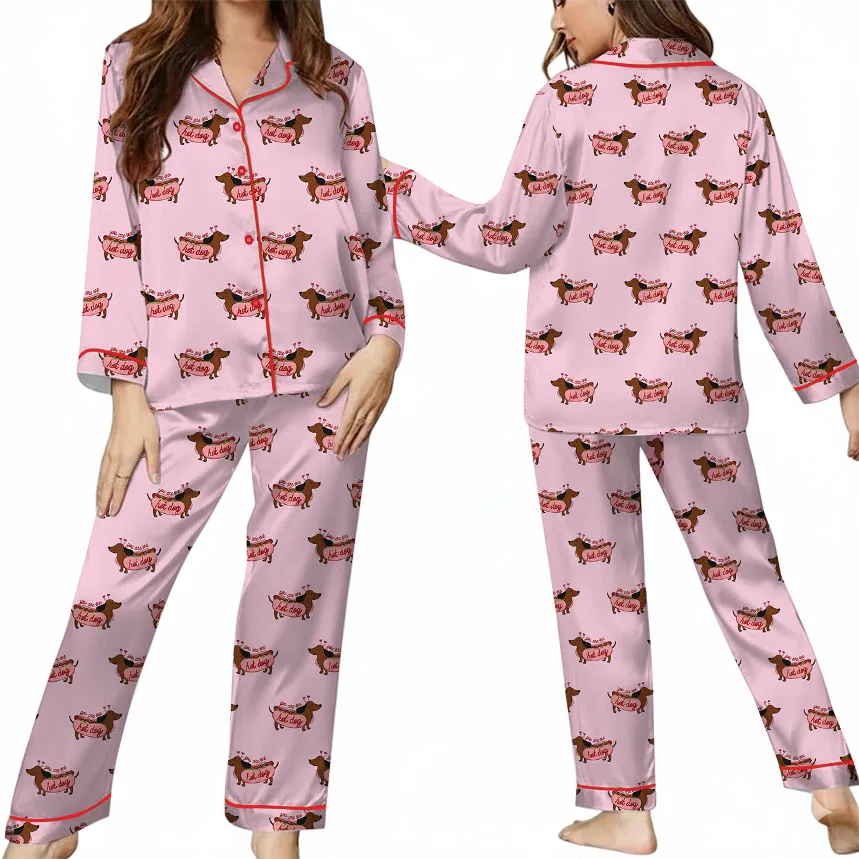 You Are One Hot Dog Satin Pajama Set For Women