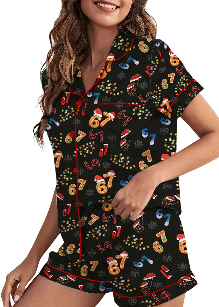 Trendy Six Seven Meme Christmas Satin Pajama Set, Santa Says Six Seven Pajamas Pants, Six Seven Satin Pajamas Set