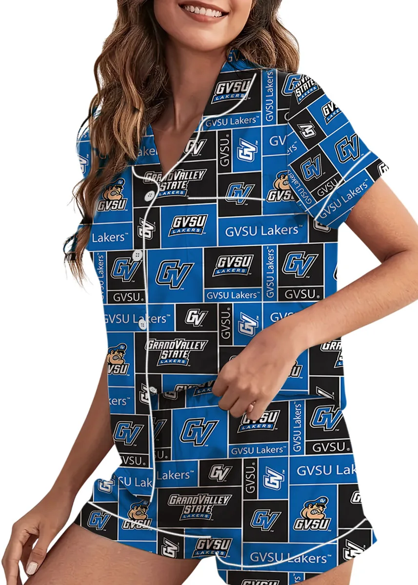 Valley State University Lakers GVSU College Royal Blue Satin Pajama Set For Women - Image 4