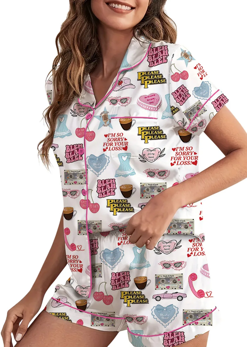 Bleh Blah Blee Satin Pajamas Set For Women