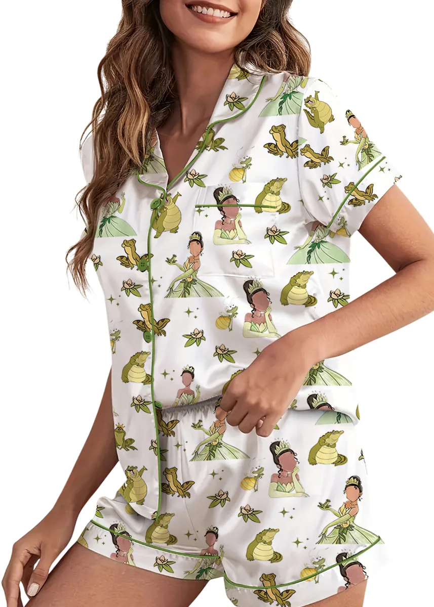 Women's Princess And The Frog Pajamas Set For Women, White Color, US Size S-5XL - Image 6