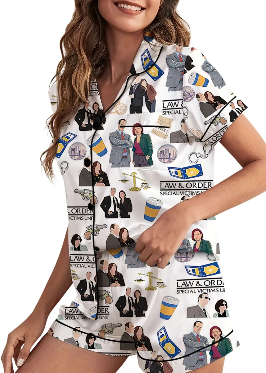 Law And Order Tv Series Satin Pajamas Set For Women