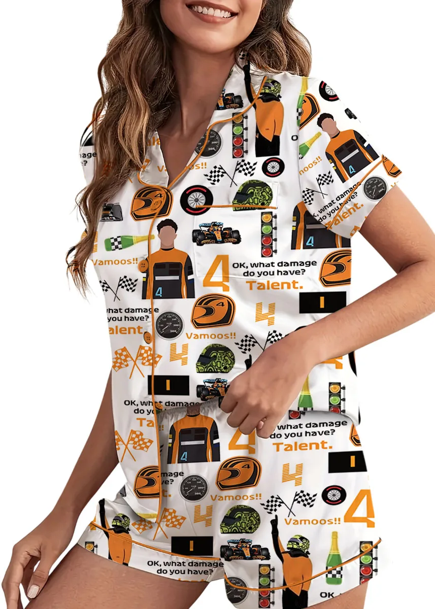 Racing Game F1 Satin Pajamas Set For Women - Image 2