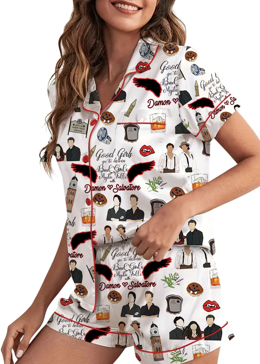 Vampire Diaries TV Series Satin Pajamas Set For Women