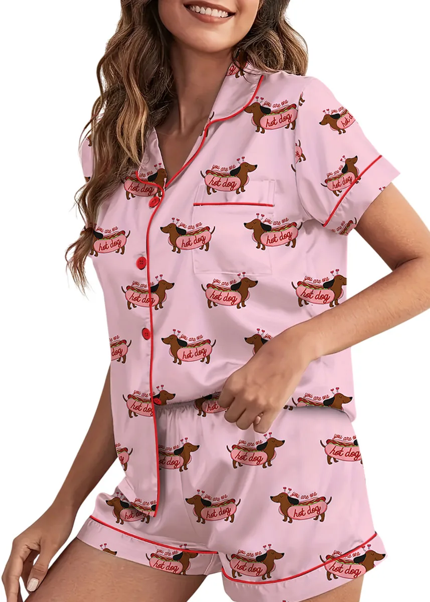 You Are One Hot Dog Satin Pajama Set For Women