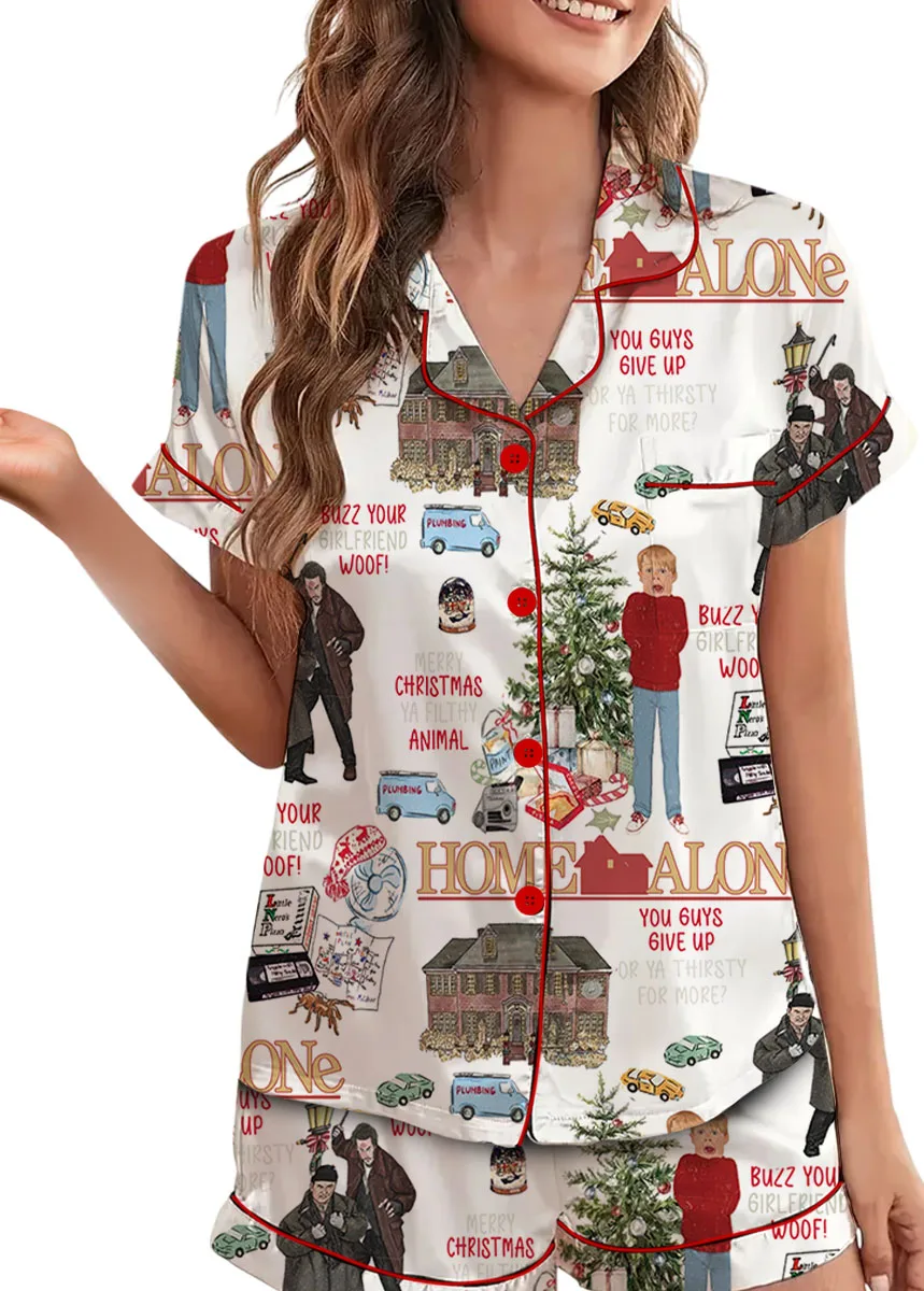 Home Alone Christmas Pajamas, Retro Christmas Pajamas,Christmas Movie Shirt,Home Alone Security Pajamas