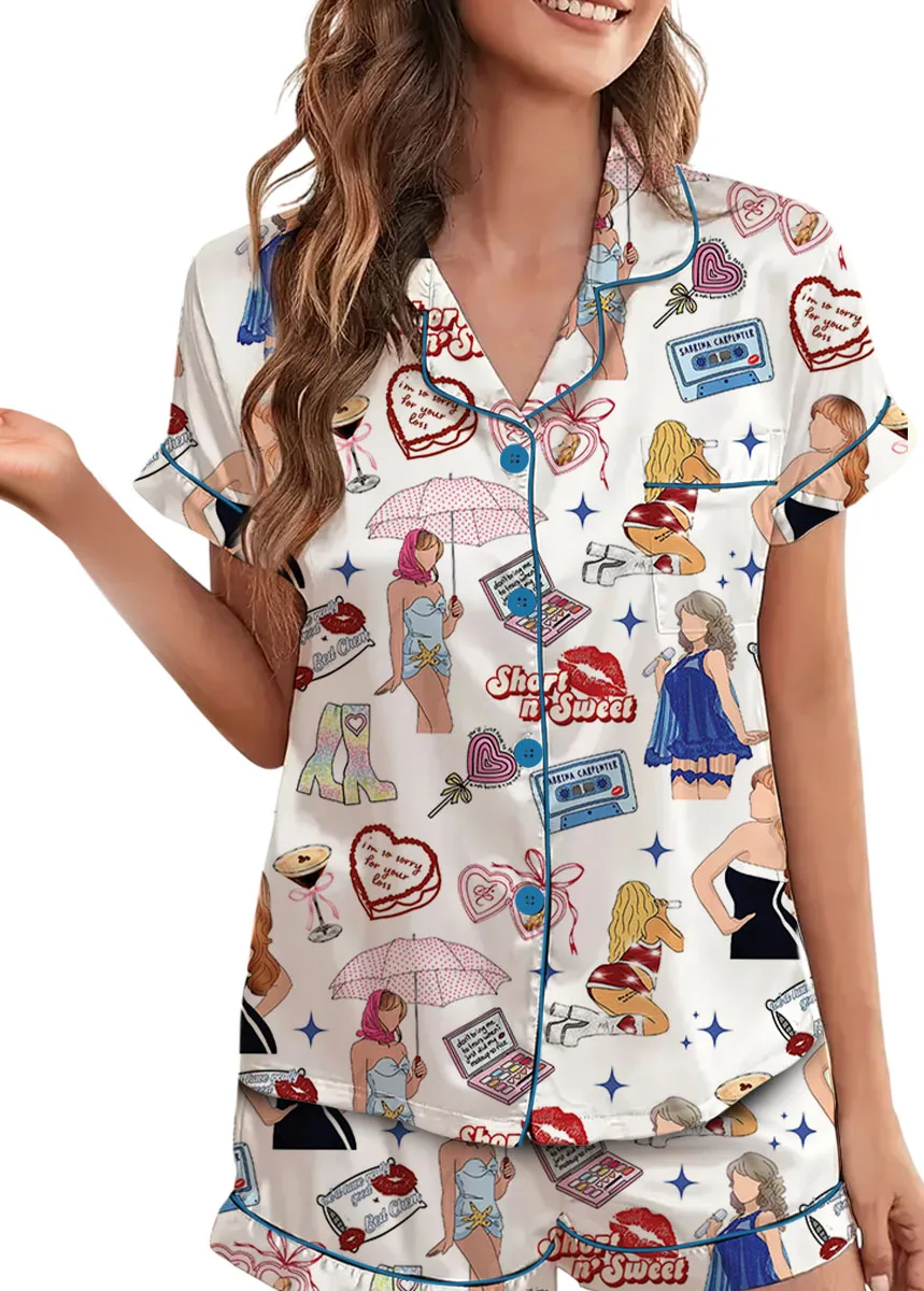 Short n’ Sweet Satin Pajamas Set For Women - Image 4