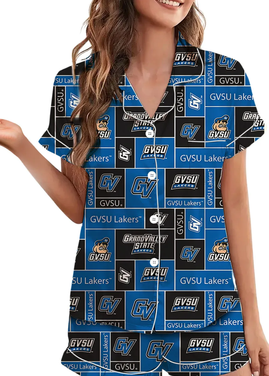 Valley State University Lakers GVSU College Royal Blue Satin Pajama Set For Women - Image 6