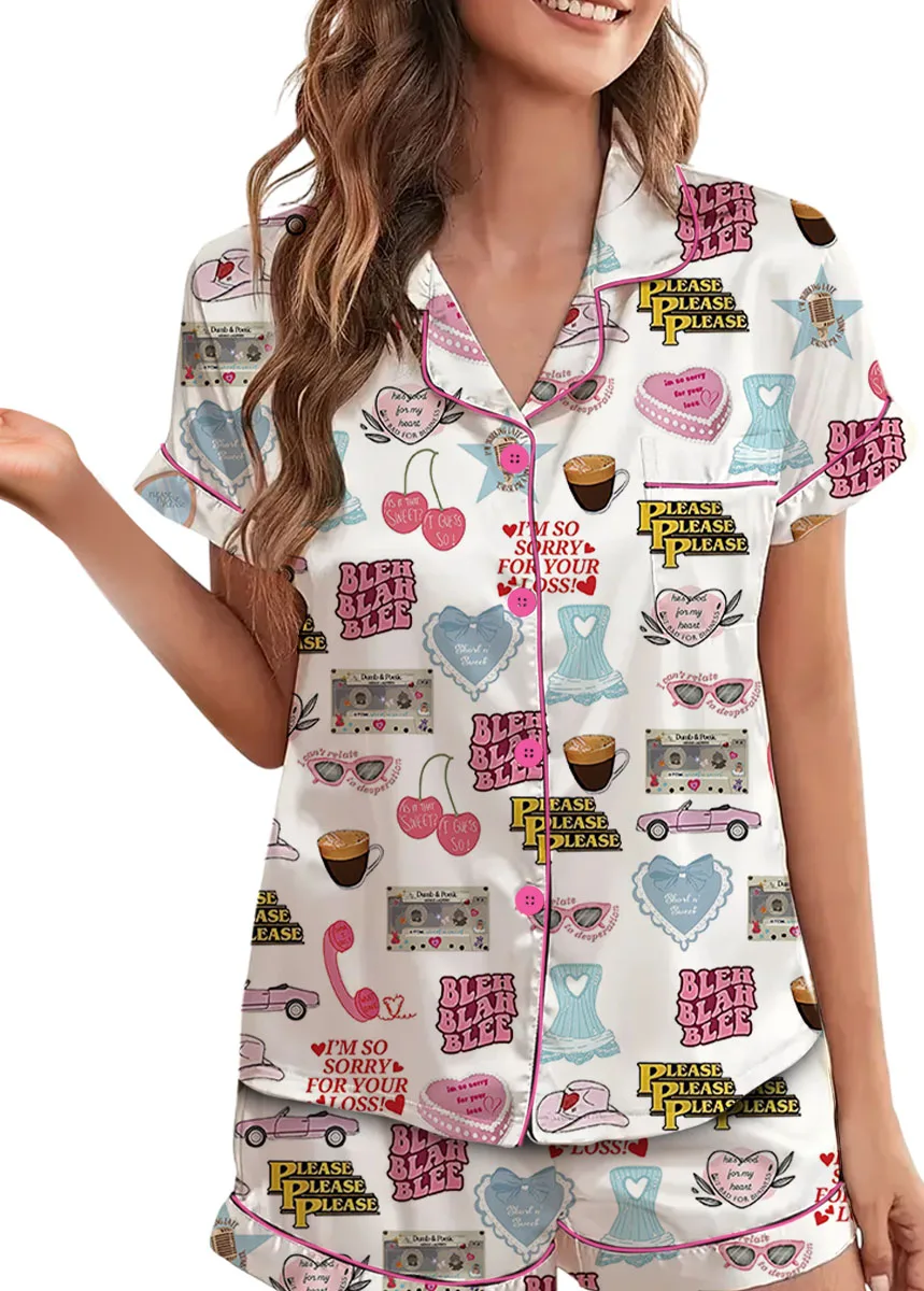 Bleh Blah Blee Satin Pajamas Set For Women